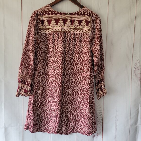 Buckle Billabong Tunic Dress Women’s L, V-Neck, Bell Sleeve, Boho/Aztec Design, - Picture 6 of 10